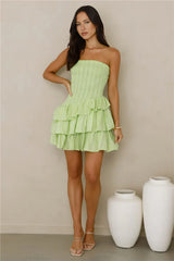 Run This Night Strapless Mini Dress Lime