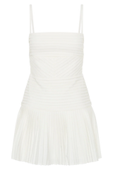 Rylee Multi Pleat Mini Dress - White