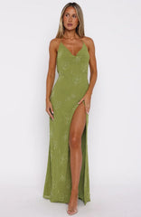 Slow Dancer Beaded Maxi Dress Green Tea