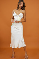 City Lights Cut-Out Waist Strappy Back Midi Dress Champagne