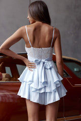 Just Like Heaven Crossover Bust Romper Steel Blue