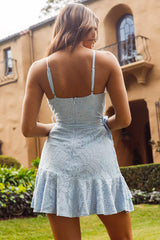 Khandi Wrap Ruffle Lace Dress Steel Blue