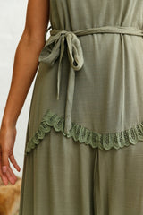 Talitha Tie Strap Wide Leg Jumpsuit Khaki