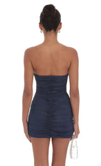Foiled Corset Bodycon Dress in Navy