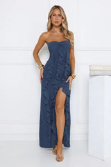 Twirl Queen Strapless Maxi Dress Teal