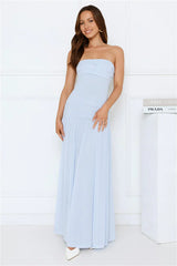 Spark Night Strapless Mesh Maxi Dress Blue