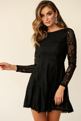 Palm Springs Lace Overlay Low Back Dress Black