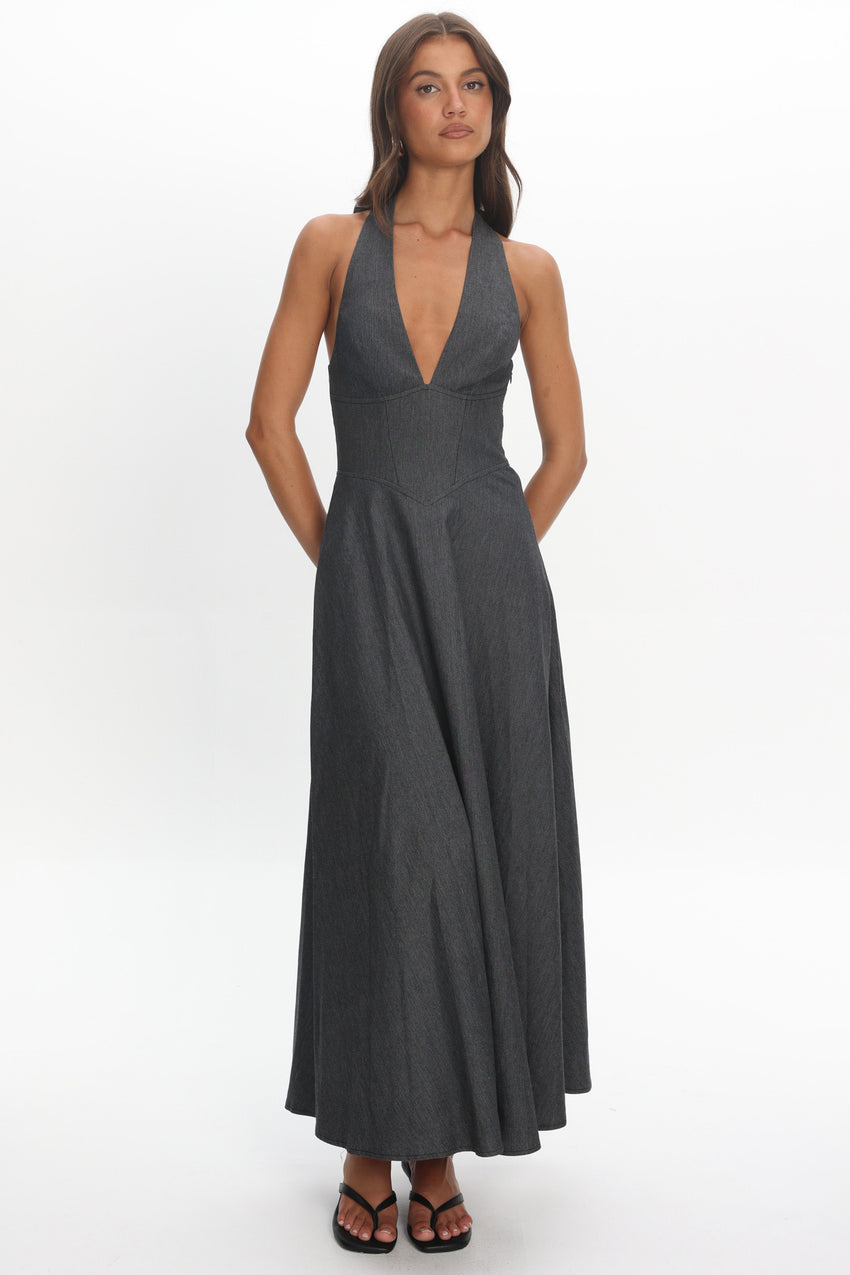 Riga Halterneck Maxi Dress Black