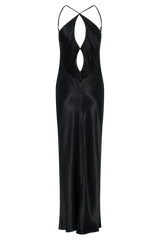 Lucia Satin Cut Out Maxi Dress - Black