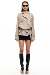 LIONESS Cropped Trencherous Coat Mushroom
