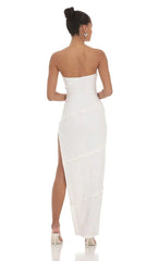 Ruffle Strapless Dress in White