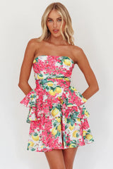 Like Me Tied Back Layered Mini Dress Citrus Pink