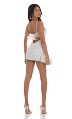 Velvet Sequin Bodycon Dress in White