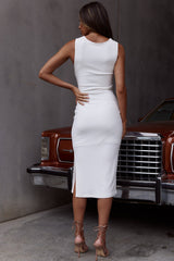 Vertigo Double Twist Feature Side Split Midi Dress White