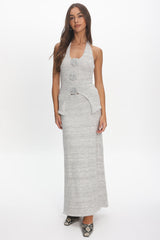 Duma Knit Maxi Skirt Light Grey