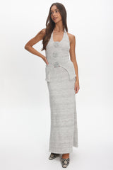 Duma Knit Maxi Skirt Light Grey