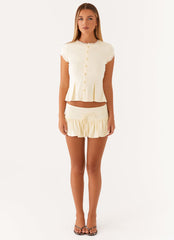Landon Button Up Top - Lemon