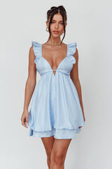Siren Song Frill Strap Mini Dress Sky