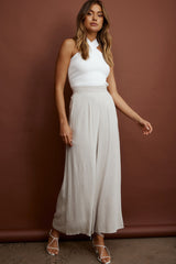 La Romana High Waisted Wide Leg Pants Sand
