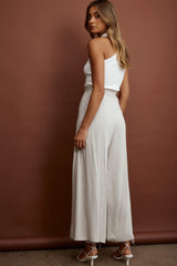 La Romana High Waisted Wide Leg Pants Sand