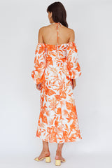 Nyree Long Sleeve Maxi Dress Tropical Orange