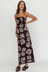 Cypress Floral Strapless Maxi Dress Black