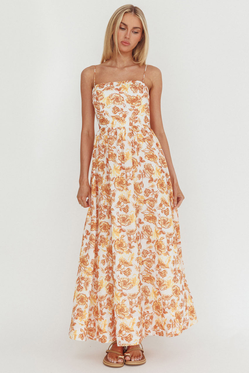 Wild Card Cami Strap Maxi Dress Floral Yellow