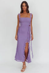 Blushing Ruffle Trim Maxi Dress Lilac