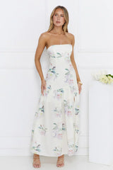 Sunset Whispers Strapless Maxi Dress Cream