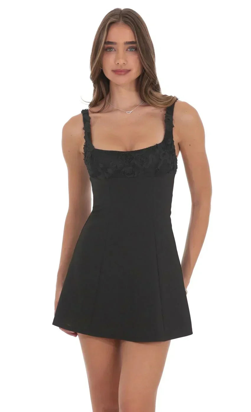 Florette Bust Skater Dress In Black