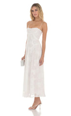 Textured Floral Maxi Dress in White
