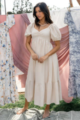 Poppy Midi Dress | Natural + Off White